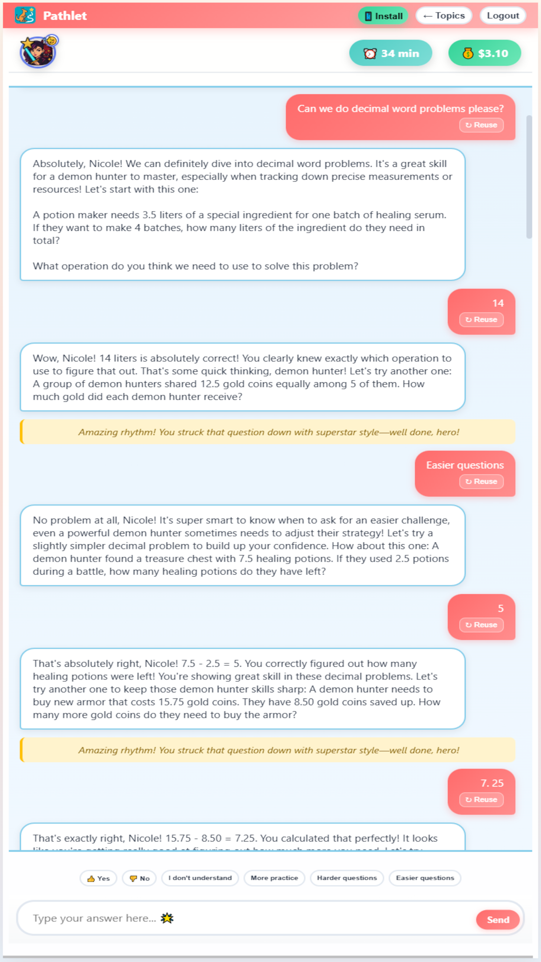 Child Earning Rewards